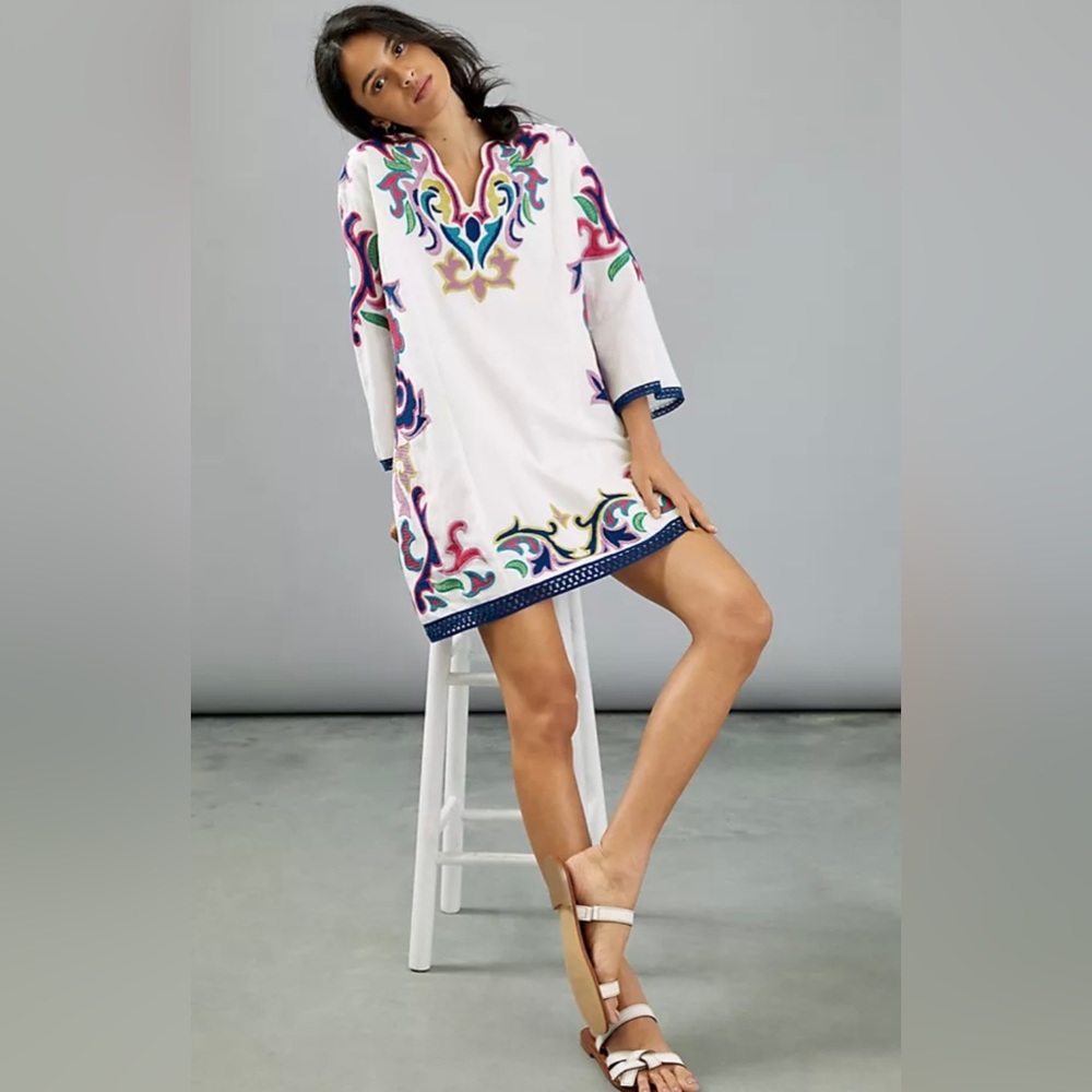 Anthropologie Olympia Embroidered Tunic Dress NWT Size Extra Small